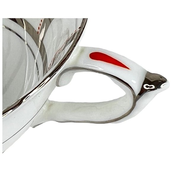 Paragon TeaCup And Saucer Stripe Orange Silver Floral By Appt Double Warrant VTG - Picture 16 of 16